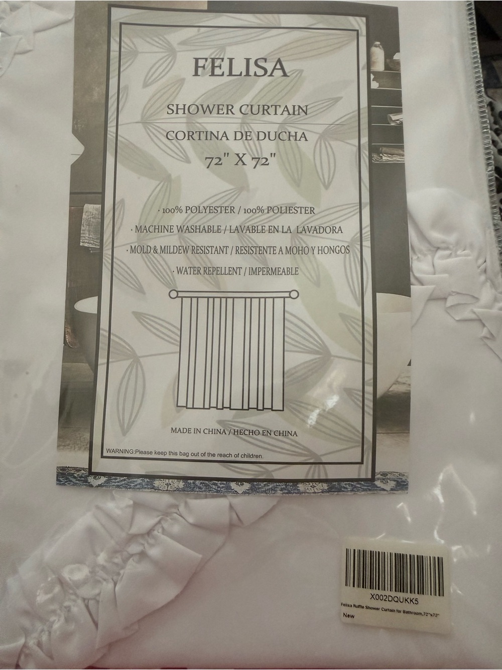White Ruffle Shower Curtain - Picture 2 of 3